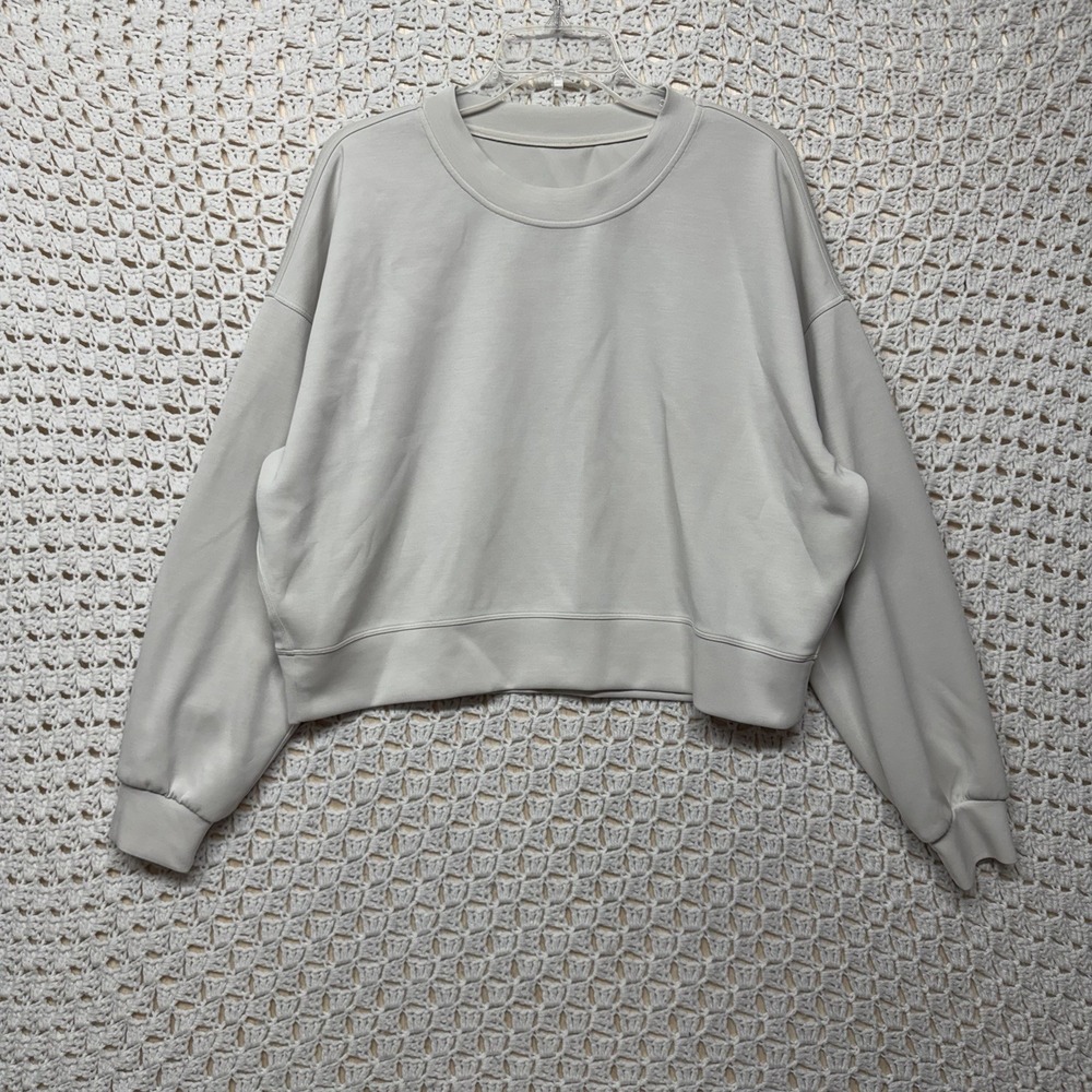 Lululemon Sweatshirt Womens L Gray Crew Softstreme Oversized Cropped Pullover
